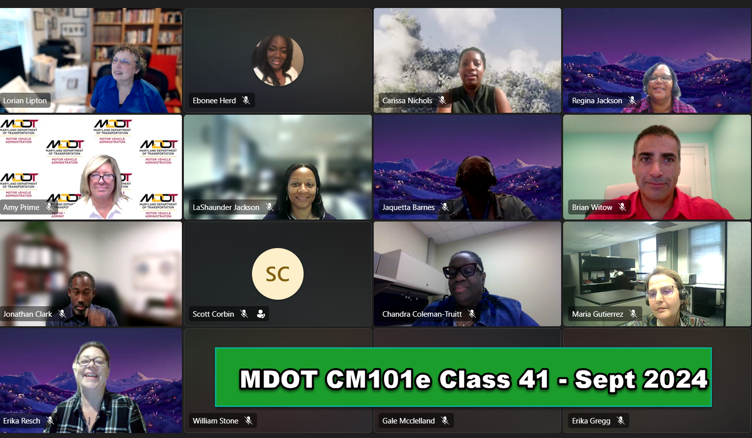 Lorian Lipton conducts a class on Maryland state contracts through Microsoft Teams in September 2024.