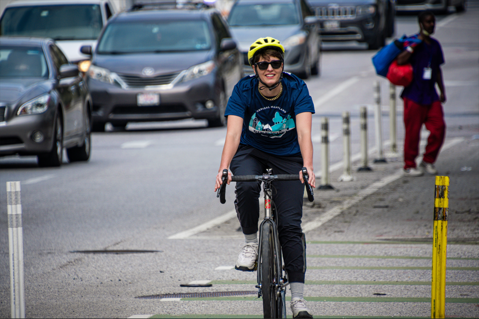 Woman riding a bike