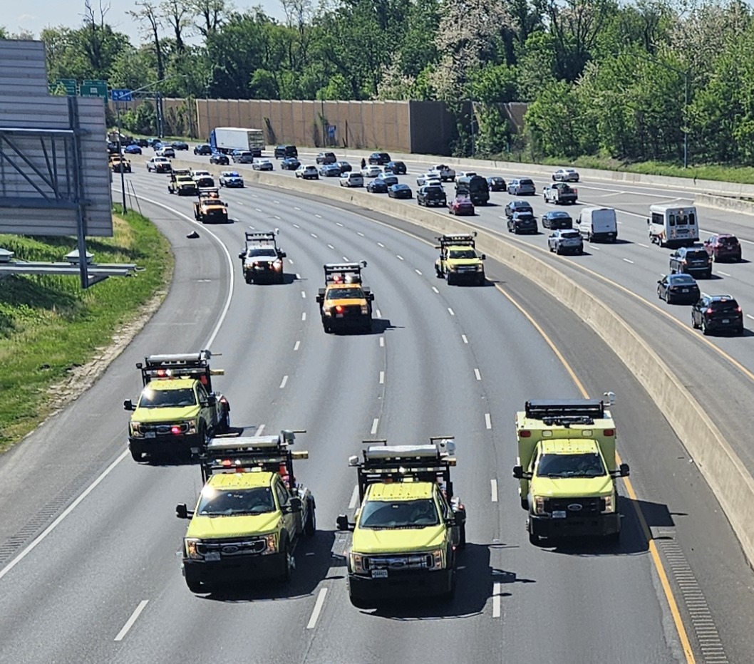 CHART vehicles driving in formation along I-695